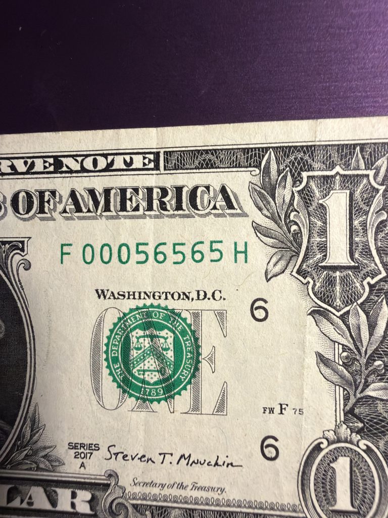 Rare Banknote True Trinary📡Radar Triple zero $1 Bill Fancy Low serial number gas pump error
